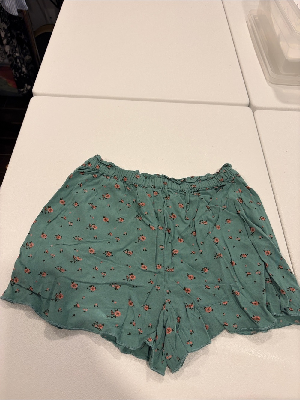 Treasure & Bond Teal Floral Elastic Waist Girls' Shorts